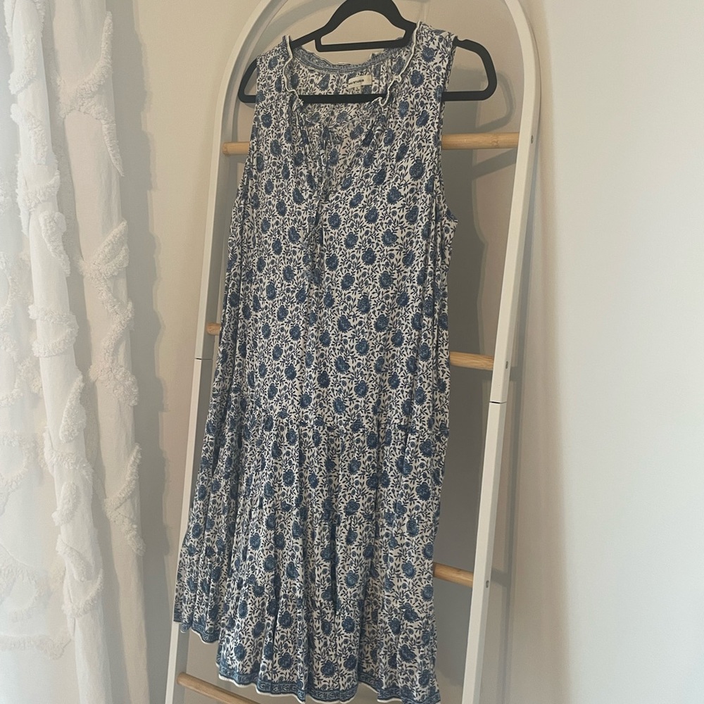 Max Studio Split Neck Tiered Dress